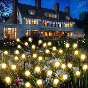 6-Pack Solar Garden Lights, Upgraded 48 LED Firefly Solar Swaying Lights